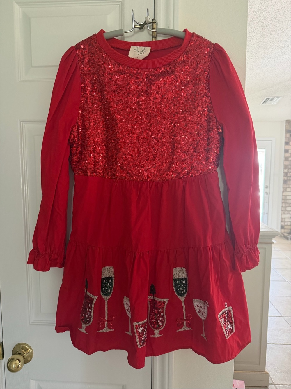 womens Red Sequin Holiday Dress